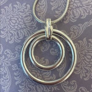 Dana Buchman Elegant Silver Double Circle Pendant Necklace